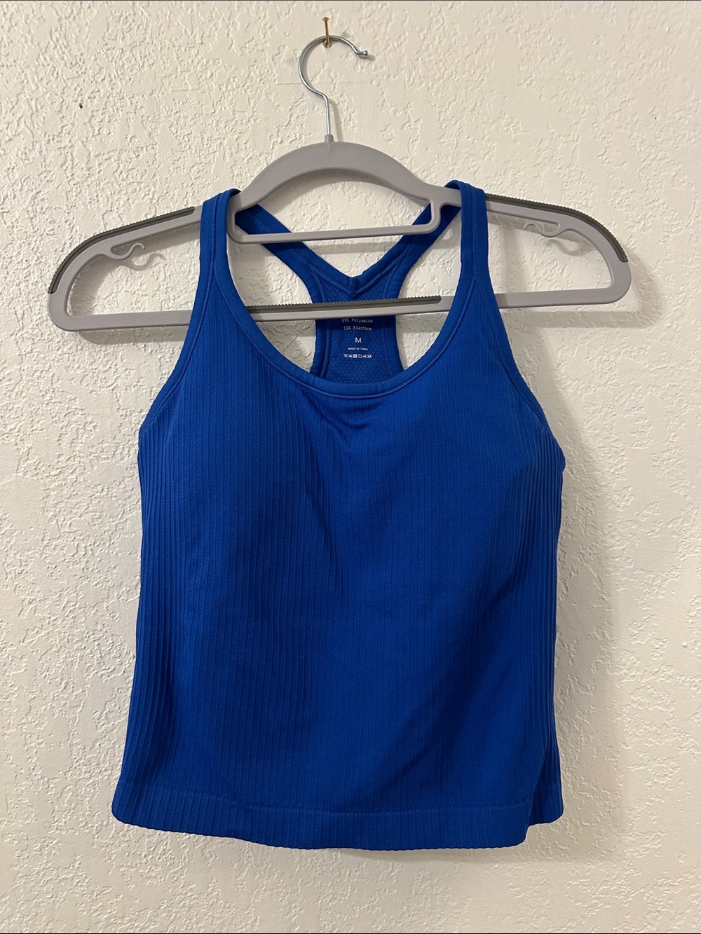 SHEIN Royal Blue Ribbed Racerback Tank Top